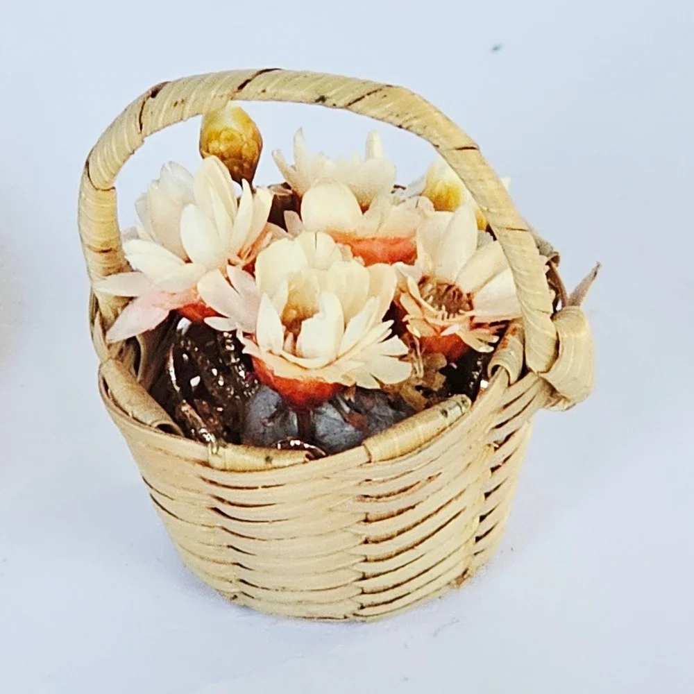 Vintage Dollhouse Miniature Accessories Books Cloche Tray Flower Basket 1:12 Set